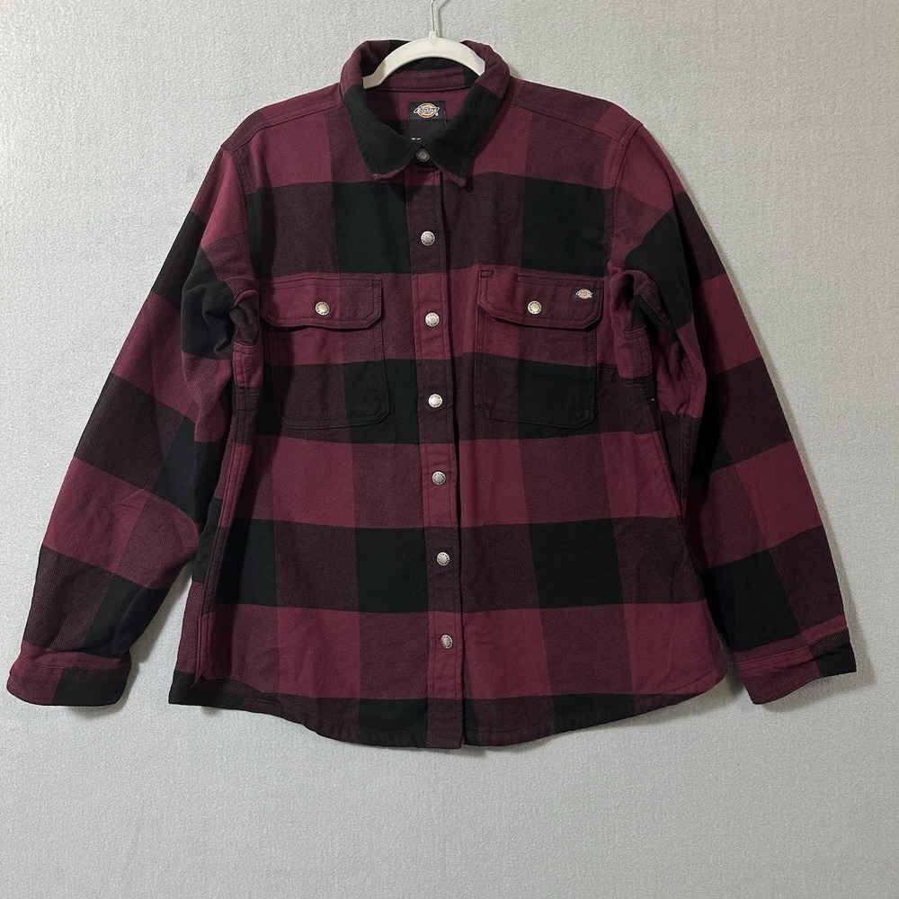 Dickies Women's Long Sleeve Buffalo Check Flannel Shirt Size XL Heavyweight READ